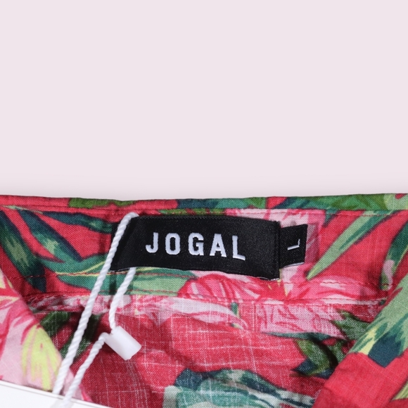 JOGAL Mens Hawaiian Shirt Short Sleeve Button Down Shirt Size Large NWT - Picture 3 of 4